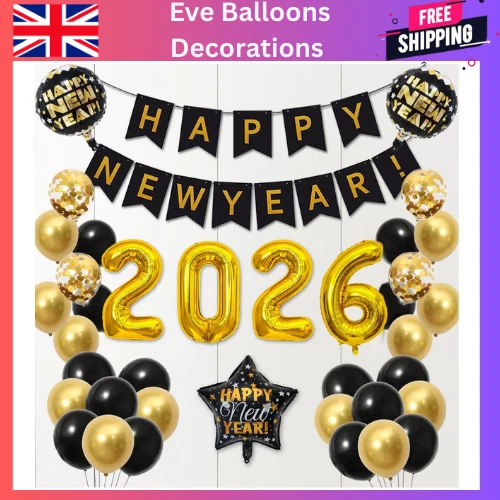 2026 NEW YEARS Eve Balloons Decorations Set ~ Large Happy New Year 2026 ...