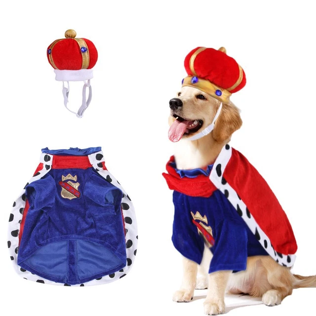 Lustig Verkleiden Haustier Halloween Kostüm Kronen hut Kleidung König Umhang