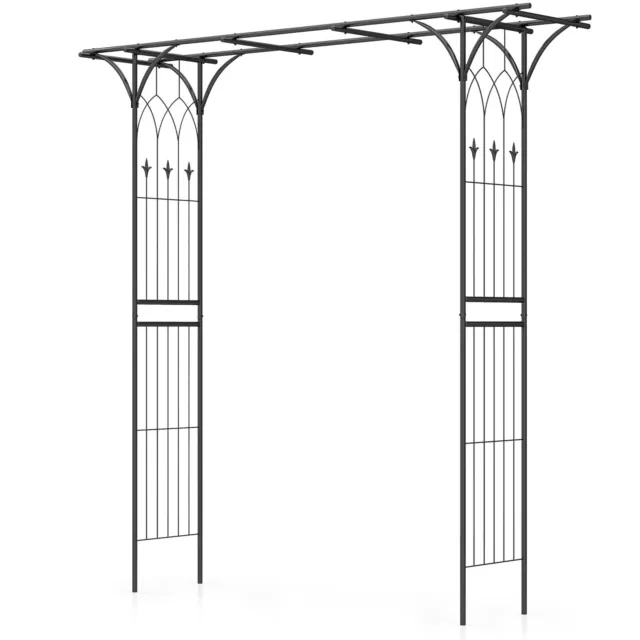 Costway 205cm Metal Garden Arbor Climbing Plant Outdoor Heavy-Duty Arch Trellis