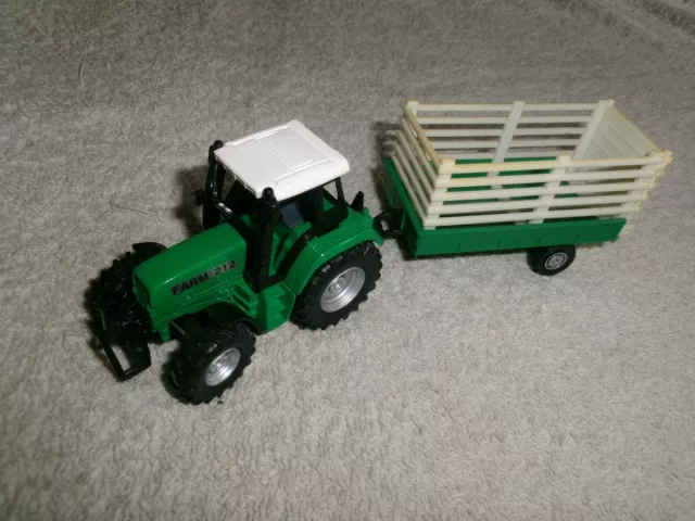 Spielzeug Traktor mit Anhänger, Farm 212 Modell für Bauernhoftiere, Trecker, TOP