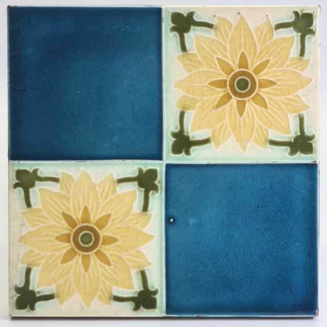 Antique Minton Stoke On Trent Fireplace Tile Moulded Majolica C1900