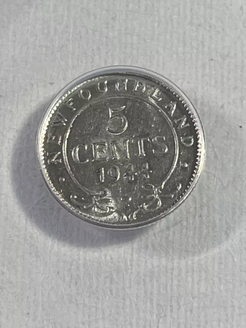 1944-C Newfoundland Silver 5 Cents Graded AU 53 by ANACS Low Mintage