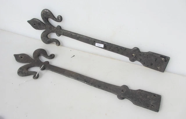 Vintage Iron Hinge Gate Straps Hardware Strap Old Gothic Fleur Medieval  18.25"L