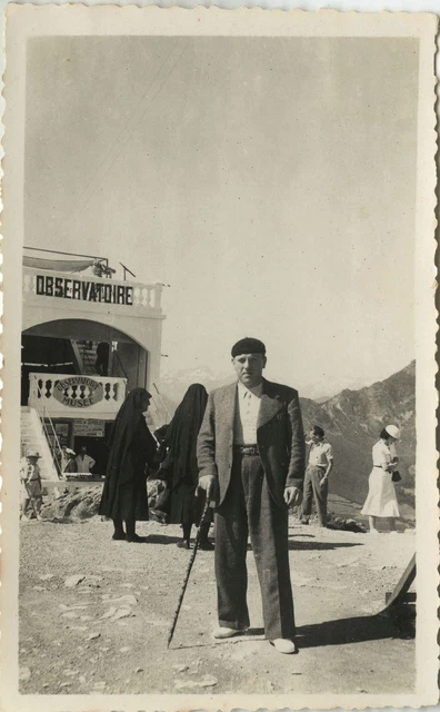 Photo Ancienne - Vintage Snapshot - Montagne Observatoire Homme Mode - Mountain