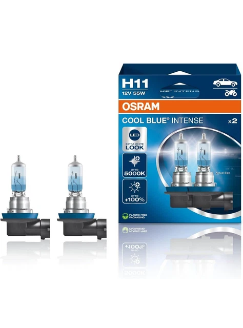OPEN BOX Osram Cool Blue Intense NEXT GEN H11 Halogen Headlight Bulbs – 55W 12V Pair (MC254)