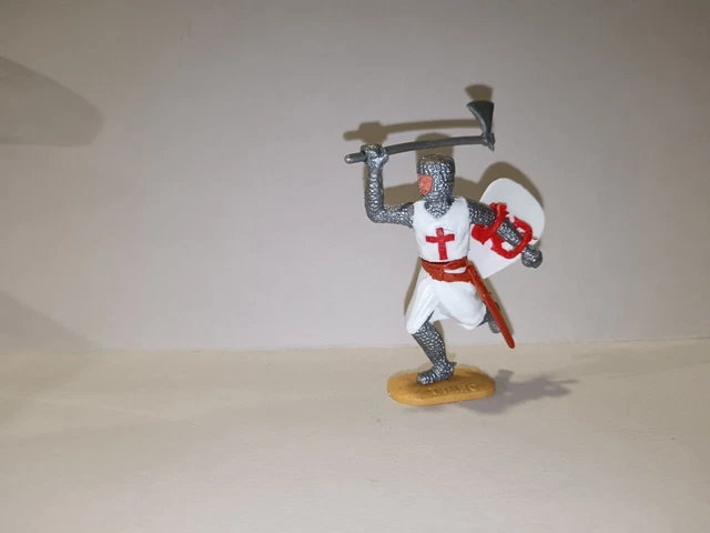 Figurine Timpo Croisé Moyen-Âge 1ère Série - Piéton Avec Oriflamme - Occasion - Échelle 1