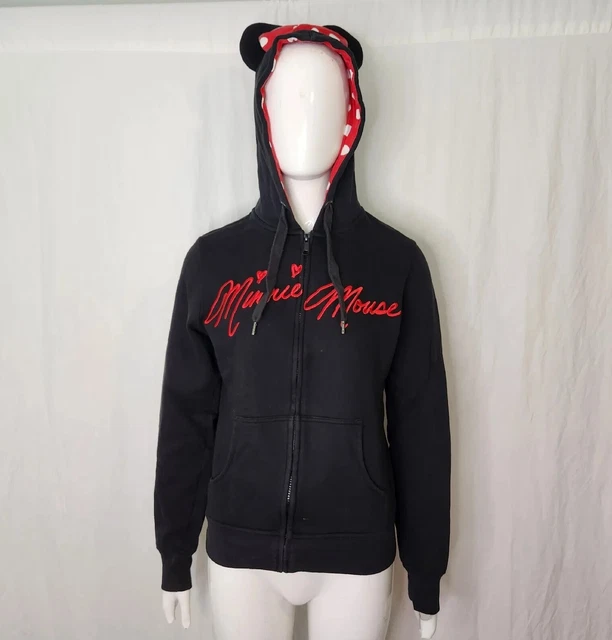 Minnie Mouse Disney Parks Zip Up Hoodie With Mouse Ears/Bow SMALL Black Jacket