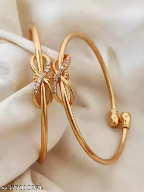 Indian Ethnic Bollywood Gold Plated Fashion Jewelry AD Bangles Bracelet Set