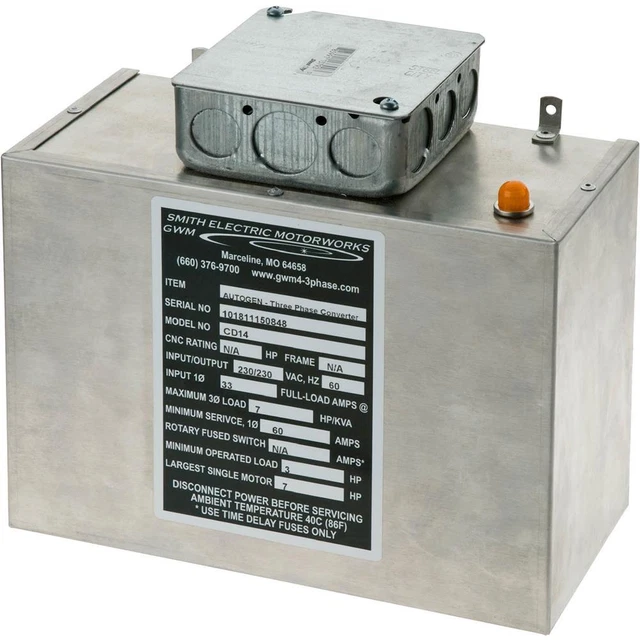 Grizzly G5843 Static Phase Converter - 3 to 7 HP