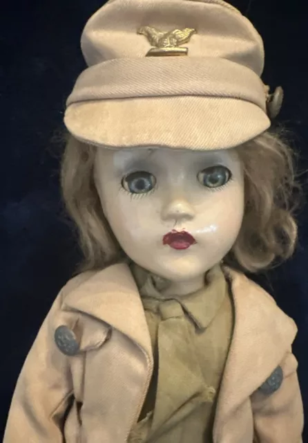 Vintage Madame Alexander WAC Doll Armed Forces Composition Doll 1942 Uniform 14”