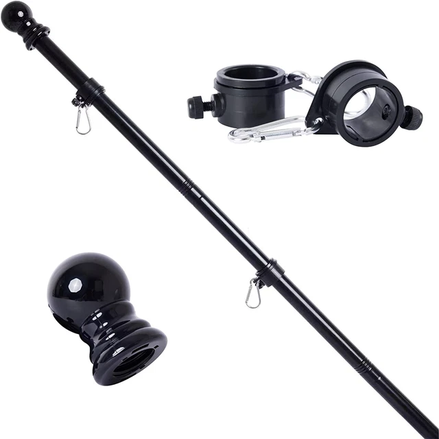 Flag Pole Kit 6Ft Flag Pole House Porch Black Holder Wall Mounting Bracket New