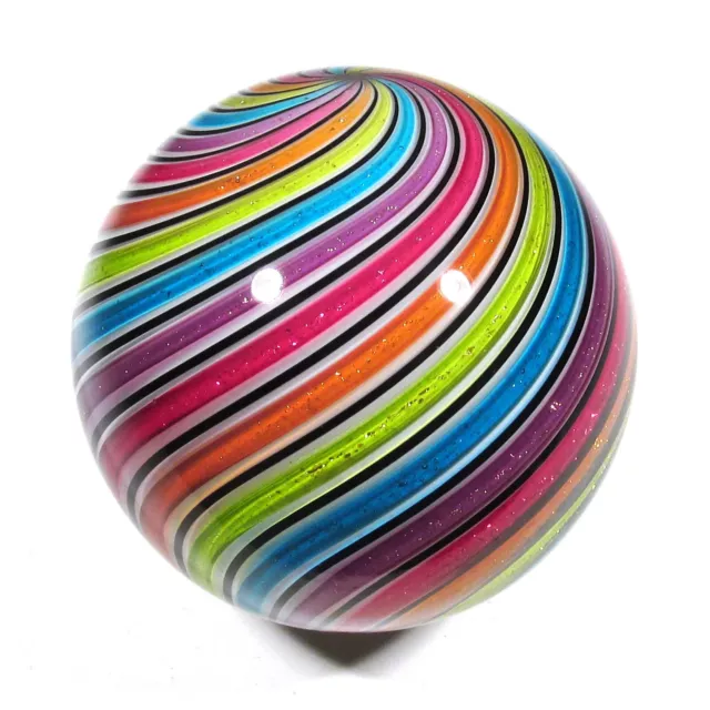 Hot House Glass Dichroic banded swirl marble 1.48" 38mm #154