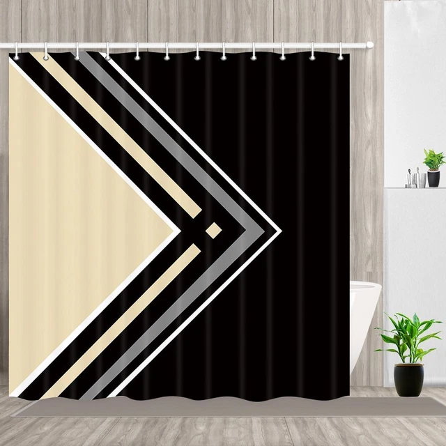 Tenda doccia in tessuto marmo geometrico nero bianco beige impermeabile 180x180cm