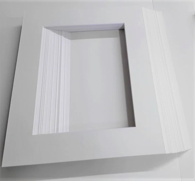 Job Lot 25 A4 White Textured Photo Pic Frame Bevel Mount Any Size/Shape 50p each