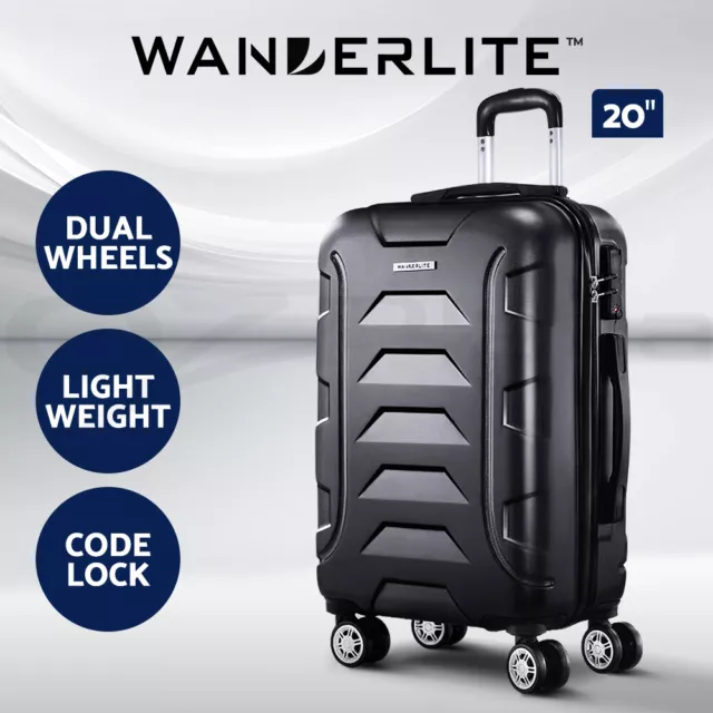 Wanderlite 20" Luggage Travel Suitcase Set Trolley Hard Case Strap Lightweight