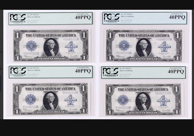 Lot of (4) 1923 1 One Dollar Blue Seal Large Size Silver Certificate Consecutive