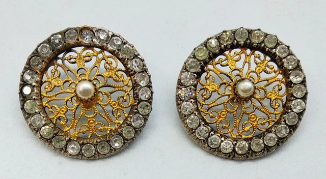 Lot De 6 Boutons Vintage En Métal Doré - Diamètre 2.5 Cm, Lourds, Référence 2913, Occasion, Fabriqué En France