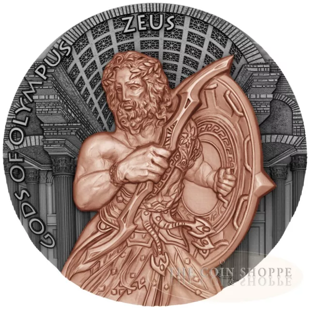 2017 Zeus  Gods of Olympus  2 oz Ultra High Relief Pure Silver Coin