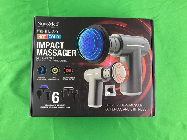NuvoMed Hot Cold Pro-Therapy Impact Massager 6 Heads Rechargeable Massage Gun