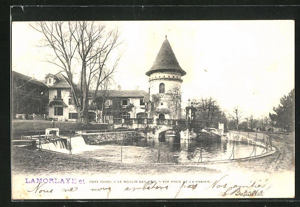 CPA Coye, Le Moulin des Bois, view taken from the Prairie 1903