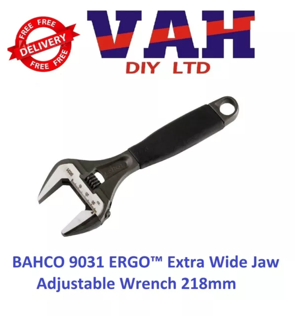 Bahco 9031 verstellbarer Schlüsselschlüsselschlüssel extra breite Backe 38 mm Kapazität 8 Zoll 200 mm