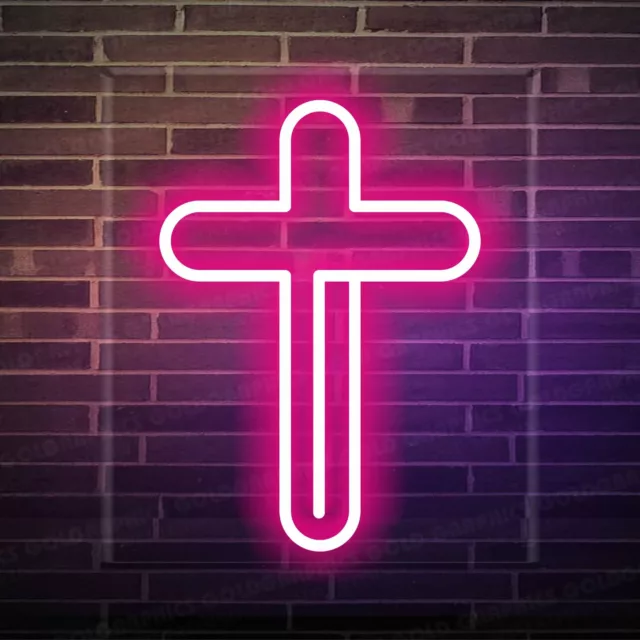 12 Cross Neon Sign, Holy Cross Neon Light, Christian cross Faith, Cross Jesus