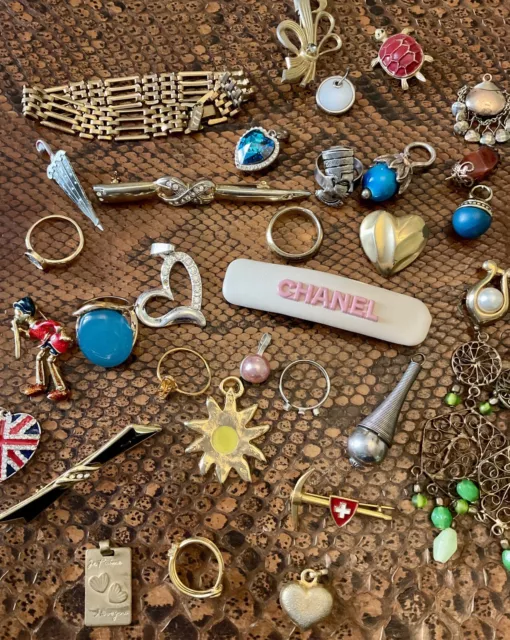 Lot De Bijoux Anciens Vintage Bague, Bracelet, Barette, Pendentif