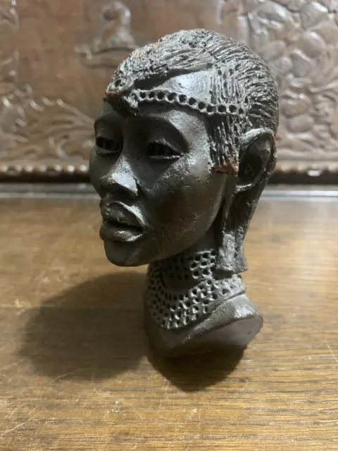 Decorative Terracotta Bust African Woman - Head Sculpture Interior Design