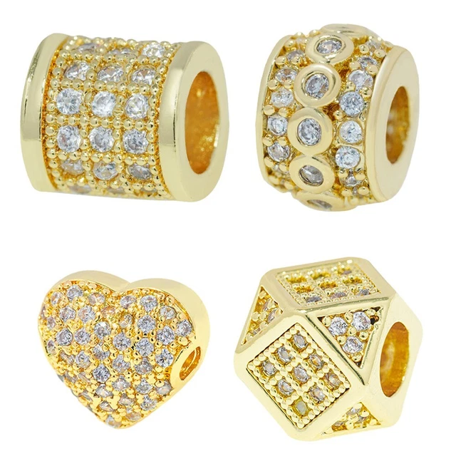 Fashionable Polygon Cubic Zirconia Beads in Brass for Creative Designs