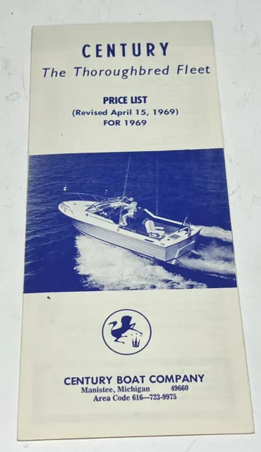 Century Boat~Boats~1969 Original Price List~Resorter~Arabian~Coronado~Cheetah
