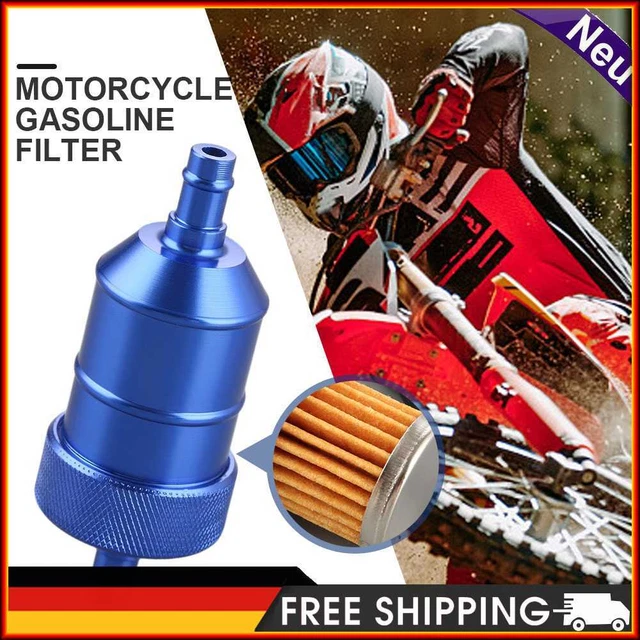 Filtro de combustible de gas 8 mm aleación de aluminio limpiador de gasolina para motocicletas (azul)