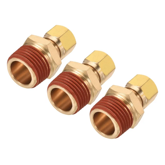 Compression Tuyau Raccord 1/2NPT x 3/8" Tuyau OD Droit Adaptateur Paquet de 3