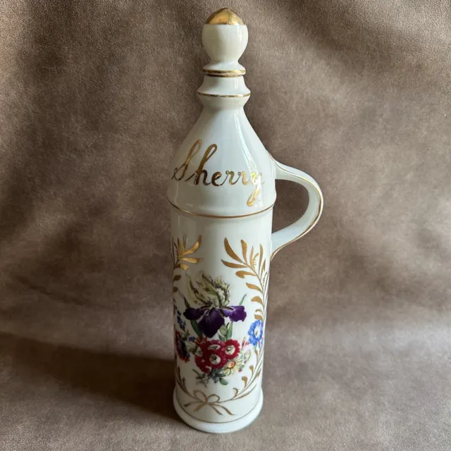 Fantastic Vintage Hand Painted Ceramic Sherry Decanter Bottle Made In Japan