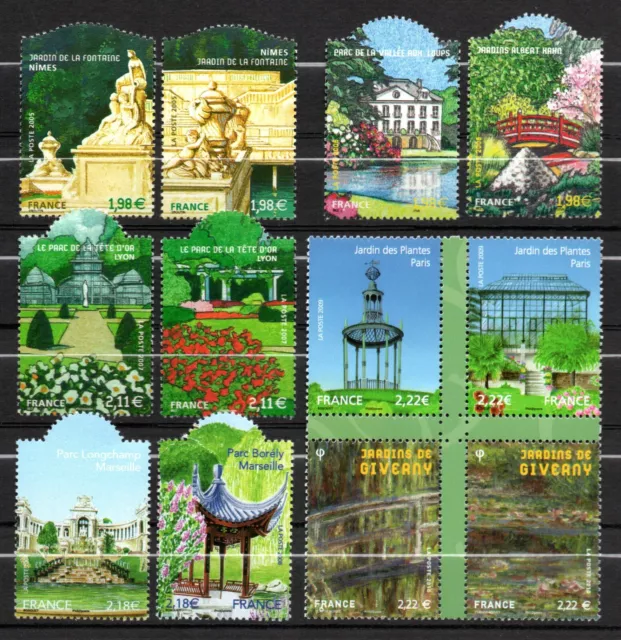 FRANCE- Lot de 12 timbres Jardins Neuf** Blocs 2005 à 2010 - Faciale 25,38 Euros