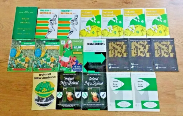 Ireland v Australia  New Zealand  South Africa Rugby Programmes 1958 - 2008