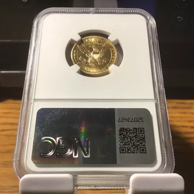 1908 $5 Gold Five Dollar Half Eagle Ngc Ms63 Rare Us Gold Coin. 2