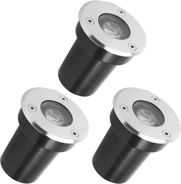 3 X Sol Jardin Terrasse Extérieur Spot Encastré IP65 Lampe Extérieur