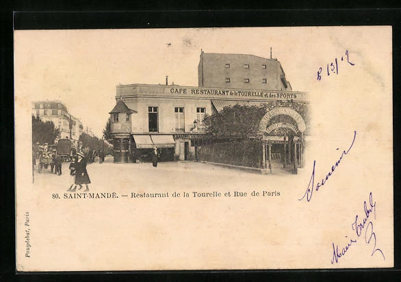 CPA Saint-Mande, Restaurant de la Tourelle et Rue de Paris 1912