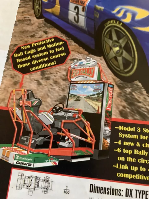 ORIGINAL 1998 11- 8.5'' Sega Rally 2,,arcade video game AD FLYEr