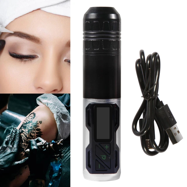 Pluma de tatuaje giratoria inalámbrica para máquina de tatuaje con aguja de cartucho con cable plateado