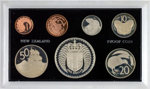 New Zealand - 1975 - Annual Proof Coin Set - Coat Of Arms - Cased