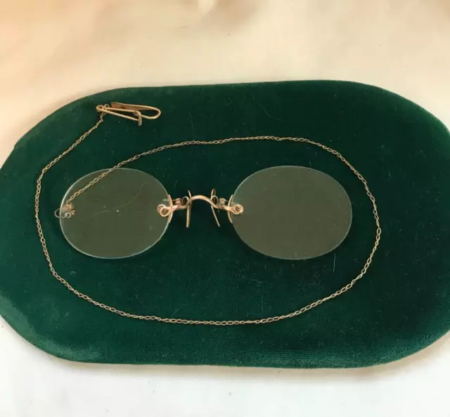 ANTIQUE PINC-NEZ EYEGLASSES WITH CASE LATE 19th CENTURY EARLY 20th