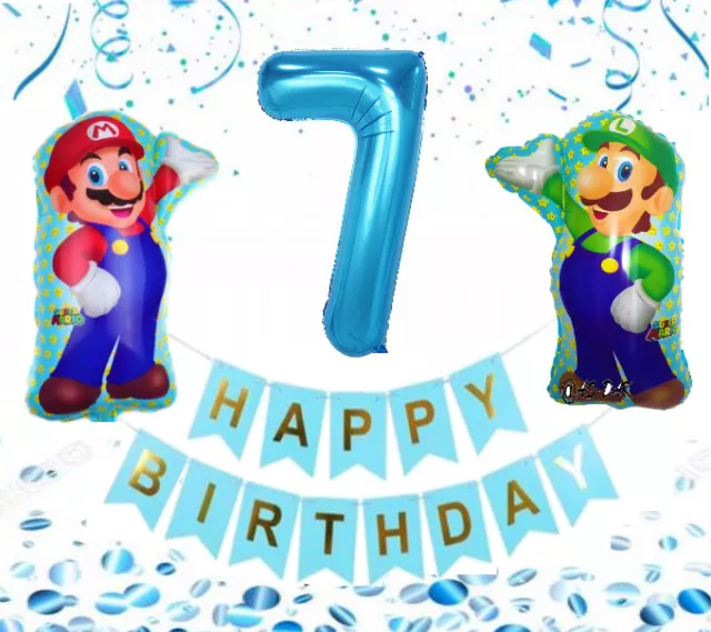 Super Mario Luigi Folienballon + Zahl Zum 3-9 Jungen Kinder Geburtstag Party Dek