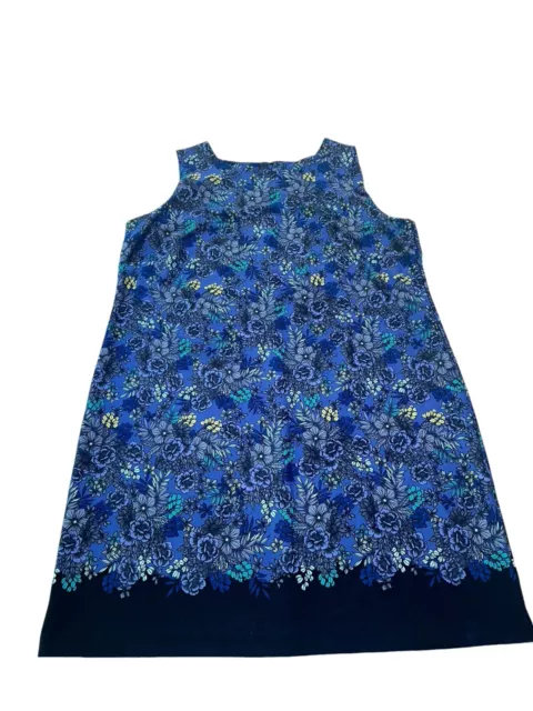 Talbots Plus Size Dress 3X Stretchy Shift Blue Violet Floral Pattern Sleeveless