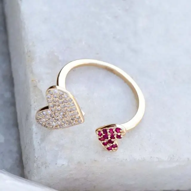 Heart Pave Diamond Ruby Gemstone 925 Sterling Silver Fine Jewelry