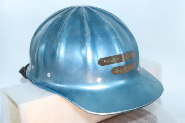 Vintage SuperLite FibreMetal Aluminum Safety Hard Hat U.S.A. with "Stupidvisor"