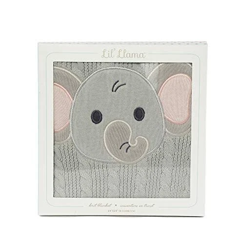 Manta de bebé de punto suave para niñas y niños - Manta de pañal de bebé de punto elefante