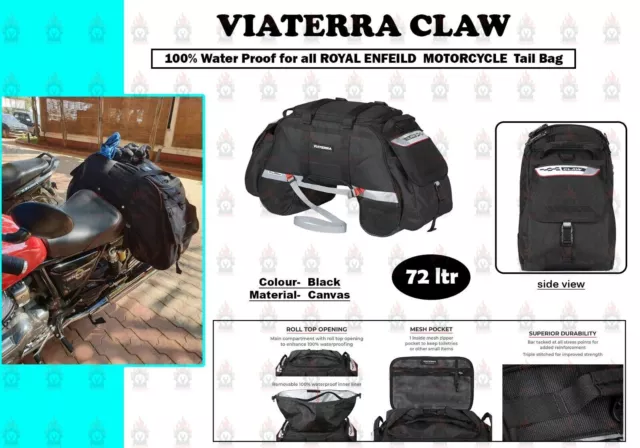 Viaterra Claw Mini Waterproof Tail Bag 72L Fit For Royal Enfield All Motorcycle