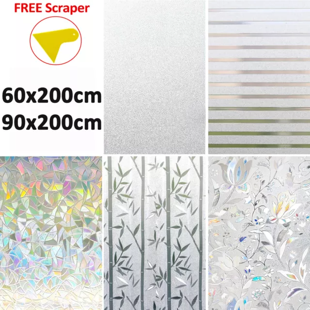 Window Glass Film Static Cling Glueless Reusable Removable Privacy Frosted Decor