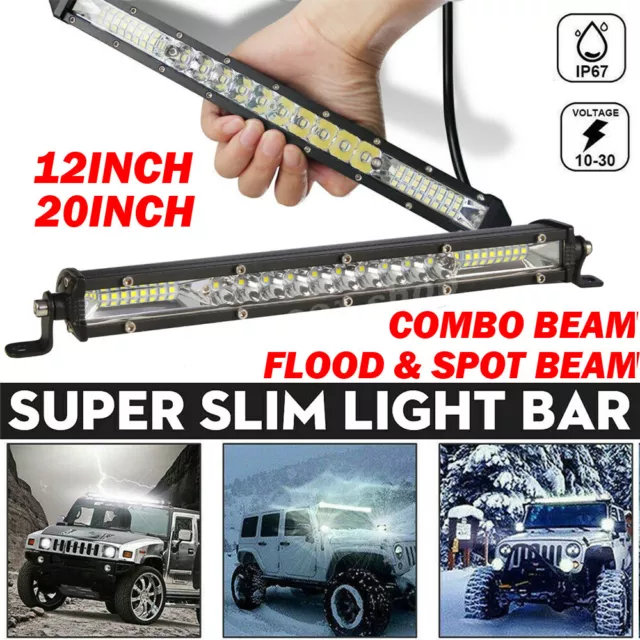 12" 20" LED Light Bar Spot Flood Combo Work SUV Boat Driving Off-road ATV 4WD